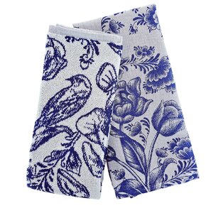 TTD Gifts Keukentextiel-pakket Delfts blauwe bloemen - Tulpen en Vogels