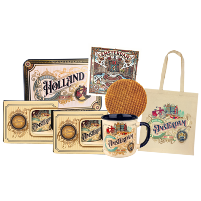 Typisch Hollands Luxe Geschenkset Vintage Amsterdam met Gratis Tas