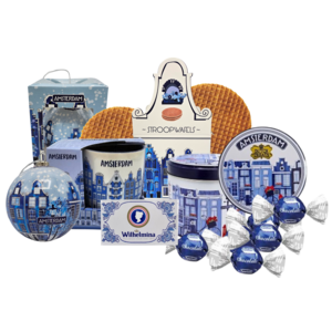 typisch-hollands-geschenkpakket Weihnachtskorb Amsterdam – Delfter Blau
