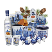 typisch-hollands-geschenkpakket Christmas Hamper Amsterdam - Delft Blue - with liqueur