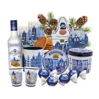 typisch-hollands-geschenkpakket Kerstpakket Amsterdam - Delfts blauw - met likeur