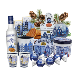 typisch-hollands-geschenkpakket Kerstpakket Amsterdam - Delfts blauw - met likeur
