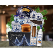 typisch-hollands-geschenkpakket Dutch Christmas Hamper - Delft Blue - Liqueur and Christmas baubles