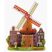Matix Magneet polystone stellingmolen met huisje - bruin