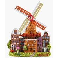 Matix Magneet polystone stellingmolen met huisje - bruin