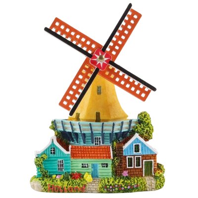 Matix Magnetische Windmühle aus Polystone mit Haus - gelb