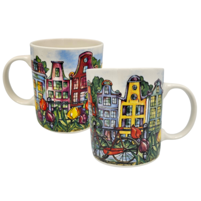 Ter Steege souvenirs Mok Amsterdam - rode fiets - brug en grachtenpandjes