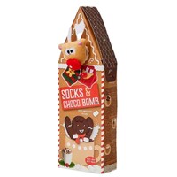 Becky`s Weihnachtshaus mit Weihnachtsstrümpfen Rudolf & Lebkuchenmann - Chocobomb