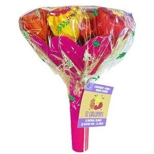 Becky`s Lolly Boeket met 12 Fruitlolly's (Roze)