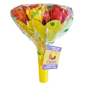 Becky`s Lollipop Bouquet with 12 Fruit Lollipops (Yellow)