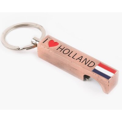 Matix Sleutelhanger opener I love Holland koper