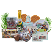 typisch-hollands-geschenkpakket Grüner Weihnachtskorb – Herzlichen Dank mit Geleebohnen und Giebelhäusern