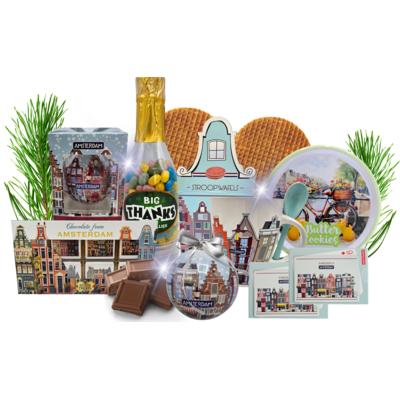 typisch-hollands-geschenkpakket Green Christmas Hamper Big Thanks with Jelly Beans & Gable Houses
