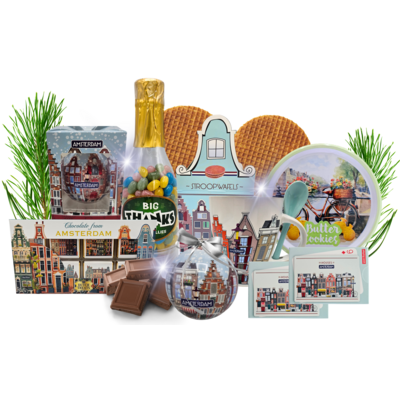 typisch-hollands-geschenkpakket Groen Kerstpakket Big Thanks met Jelly Beans & Gevelhuisjes