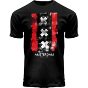 Fox Originals T-shirt Zwart Vintage Vlag Amsterdam - Distressed