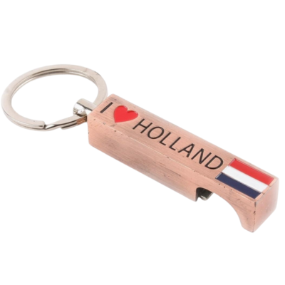 Matix Sleutelhanger opener I love Holland koper