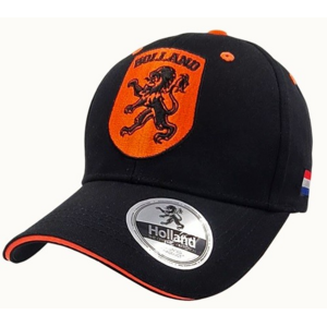 TTD Gifts Schwarze Holland-Mütze – mit orangefarbenem Emblem – Löwe
