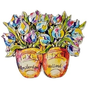 Typisch Hollands Magneet -Klompen en Tulpen / Holland-Amsterdam