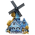 Ter Steege souvenirs Magnet Holland - Windmill - Delft blue accents with golden tulips