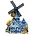 Ter Steege souvenirs Magnet Holland - Windmill - Delft blue accents with golden tulips
