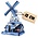 Matix Windmühle aus Delfter Blau mit küssendem Paar, 12 cm