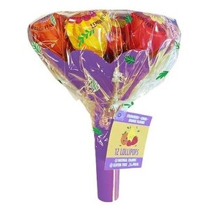 Becky`s Lutscherstrauß mit 12 Fruchtlutschern (lila)