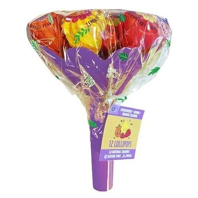 Becky`s Lollipop Bouquet with 12 Fruit Lollipops (Purple)