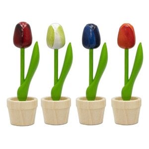 Nijhuis  Holztulpen im Topf, 4 Stück in Rot, Weiß, Blau und Orange.