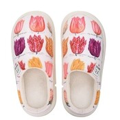 Robin Ruth Damenpantoffeln - Weiß mit Tulpenmuster, Größe 40-41