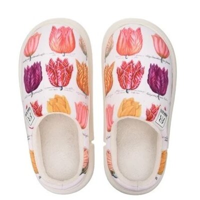 Robin Ruth Ladies' slippers - White with Tulips size 40-41
