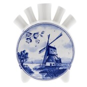 Heinen Delfts blauw Tulpenvaas Delfts blauw - Molenlandschap -Rond