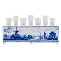 Heinen Delfts blauw Delfter blaue Tulpenvase – Windmühlen- und Wasserlandschaft