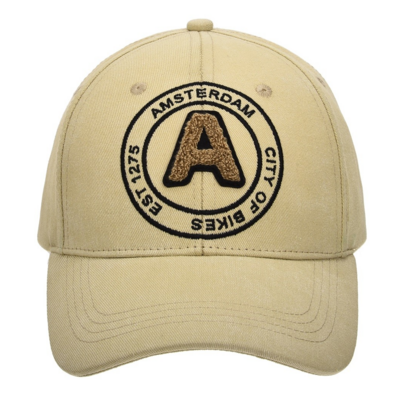Robin Ruth Amsterdam beige cap - large embroidery est 1275 - city of bikes
