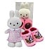 Nijntje (c) Miffy Geschenkset – Kuscheltier und Babyschuhe (0–6 Monate) – Holland Babyschuhe