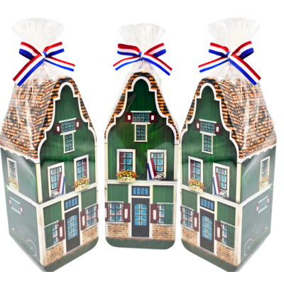 Typisch Hollands Oud Hollands huisje (blik) Popje -mini-stroopwafels en snoep