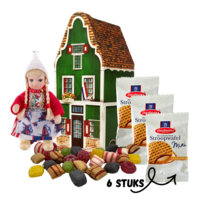 Typisch Hollands Old Dutch house (tin) Doll - mini stroopwafels and candy