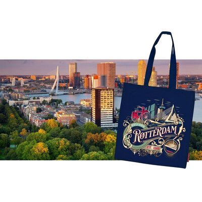 Matix Cotton bag Rotterdam blue ornaments