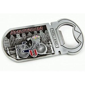 Matix Magneet opener fiets met glitter letters Amsterdam - tin