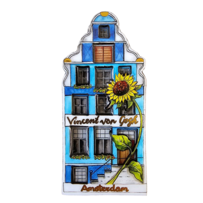 Typisch Hollands Magneet gevelhuisje - Vincent van Gogh - Zonnebloemen -