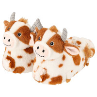 Apollo Dierenpantoffels - Koe -  Bruin-Wit