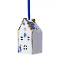 Heinen Delfts blauw Christmas ornament - Delft Blue - Gable house with gold