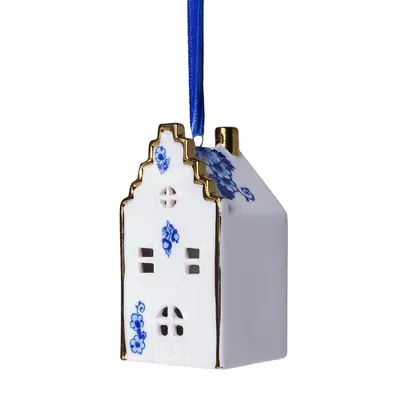 Heinen Delfts blauw Weihnachtsschmuck – Delfter Blau – Giebelhaus mit Gold