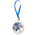 Heinen Delfts blauw Christmas bauble Flat Holly Leaf and berries 6 cm - Delft Blue