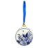 Heinen Delfts blauw Weihnachtskugel, flaches Stechpalmenblatt mit Beeren, 8 cm – Delfter Blau