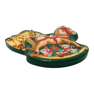 Becky`s Christmas Tin - Rocking horse filled with Caramel toffees in chocolate