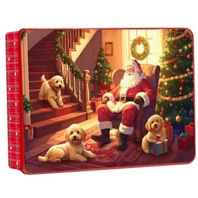 Becky`s Weihnachtsdose mit köstlichen Butterkeksen mit Streuseln, 300 g – Weihnachtsmann – Labradoodles
