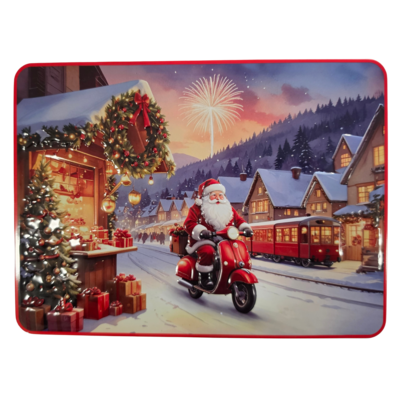 Becky`s Christmas tin with delicious butter cookies with sprinkles 300g - Santa on a scooter