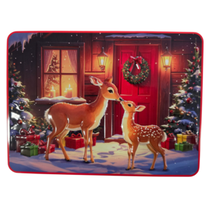 Becky`s Christmas tin with delicious butter cookies with sprinkles 300g - Deer at home in snow