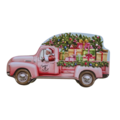 Becky`s Kerstblik - Roze auto met kerstman - gevuld met 15 heerlijke chocoladepralines