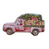 Becky`s Christmas tin - Pink car with Santa - filled with 15 delicious chocolate pralines